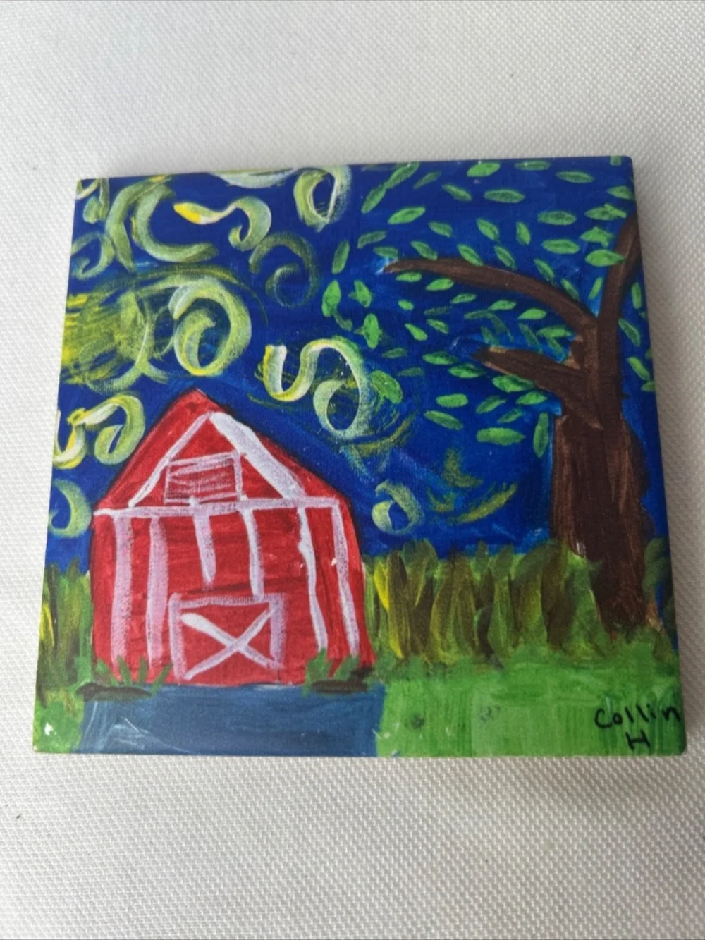 3Pcs Ceramic Tile Art Trivet Coaster Handpainted Artisan Whimsy Decor 4x4